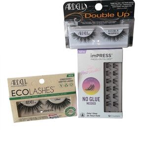 NIP three different types of Ardell and imPress false eyelashes.